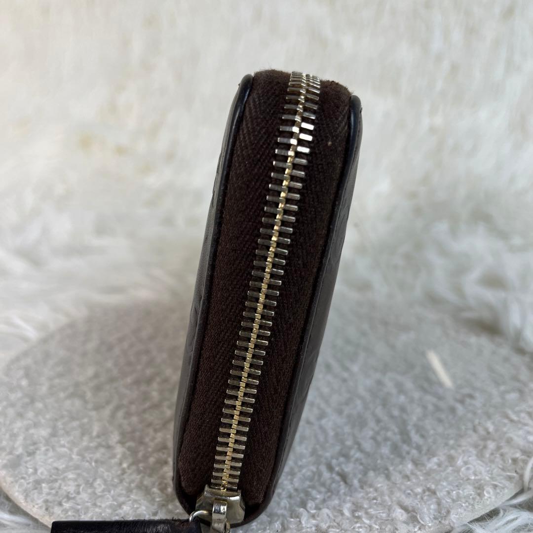 GUCCI 長財布　GGロゴ　シマ　レザー　ラウンドファスナー