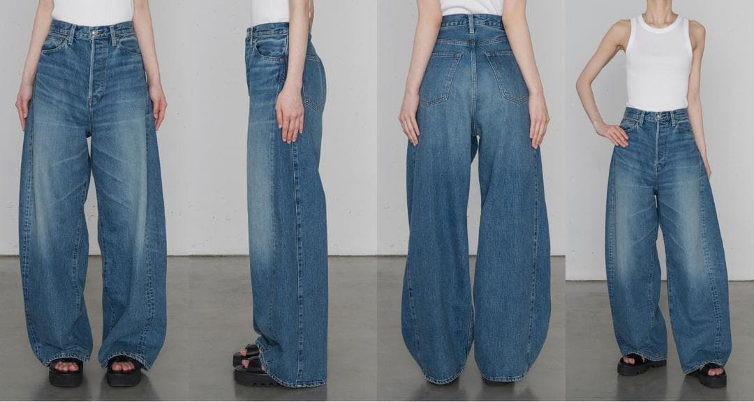 HYKE 25SS バレルレッグジーンズ　デニム　青　１　ハイク　DENIM