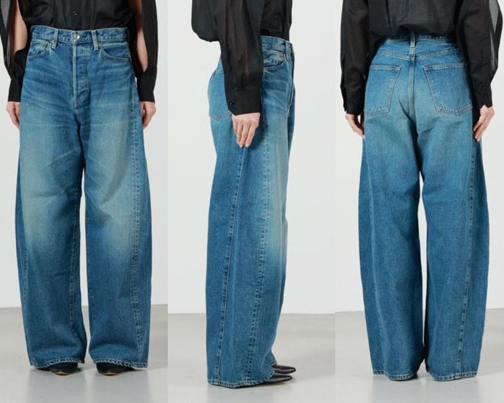 HYKE 25SS バレルレッグジーンズ　デニム　青　１　ハイク　DENIM