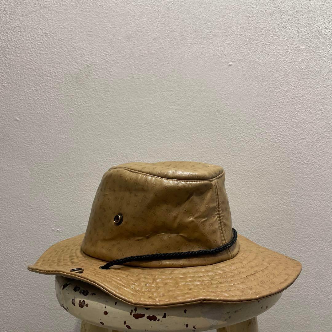 ヨーロッパ ヴィンテージ ハット キャップ 型押し フェイク オーストリッチ 珍