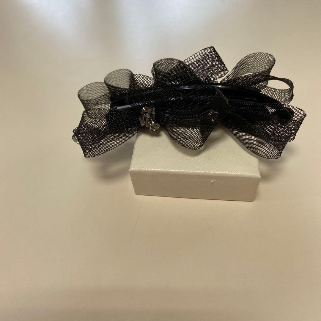 ブラックメッシュリボンヘアクリップ