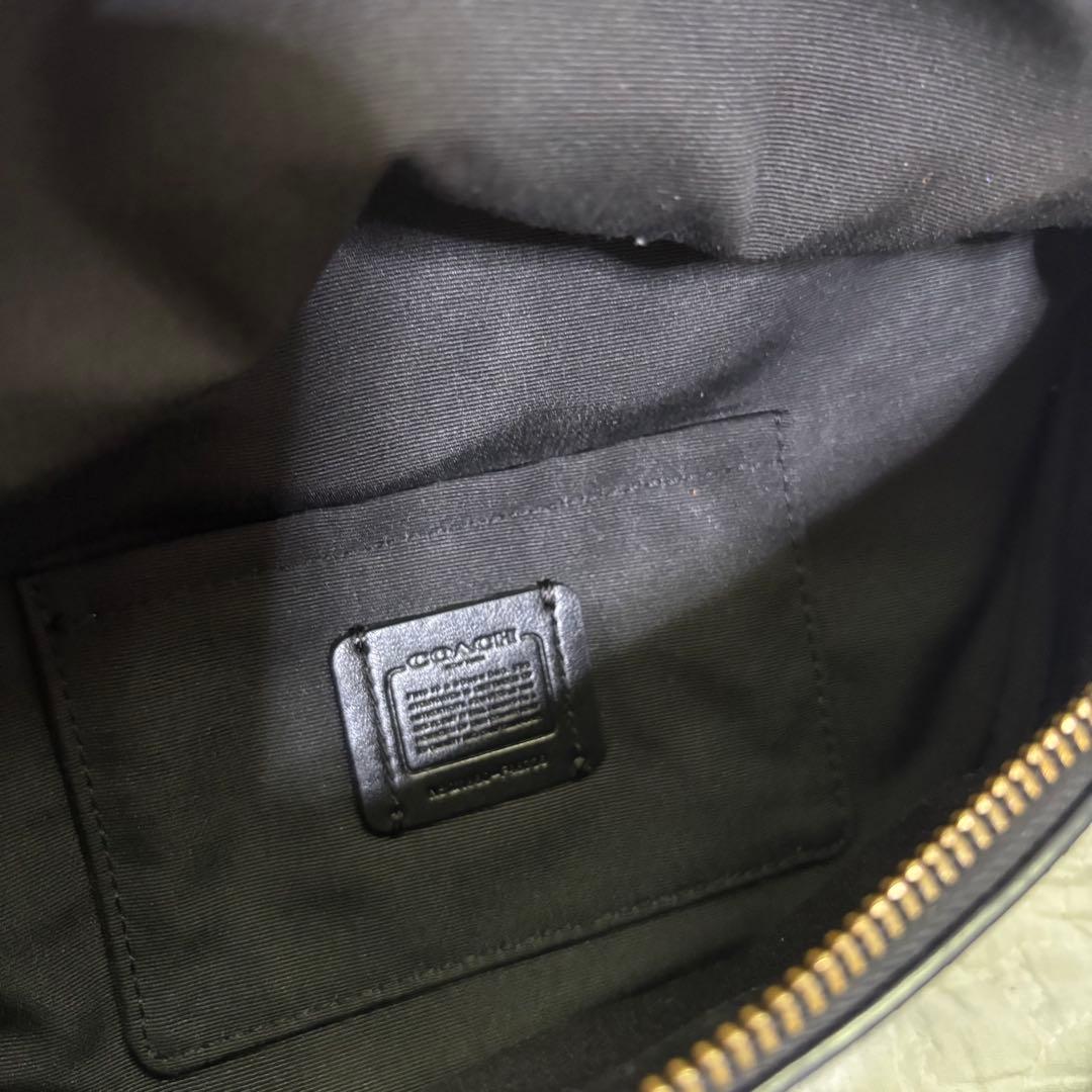 【希少】COACHコーチ　ブラック　レザー　ボディバッグ　ウエストバッグ