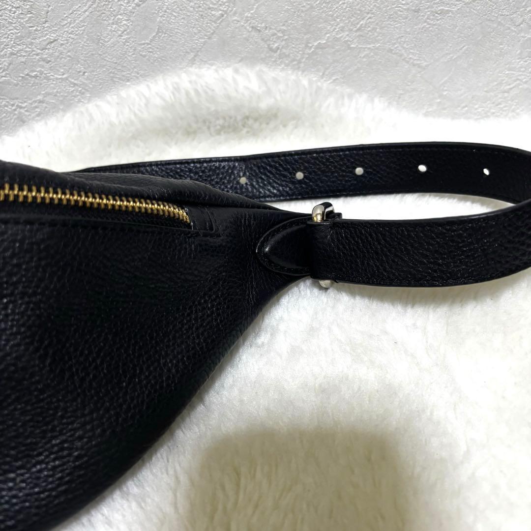 【希少】COACHコーチ　ブラック　レザー　ボディバッグ　ウエストバッグ