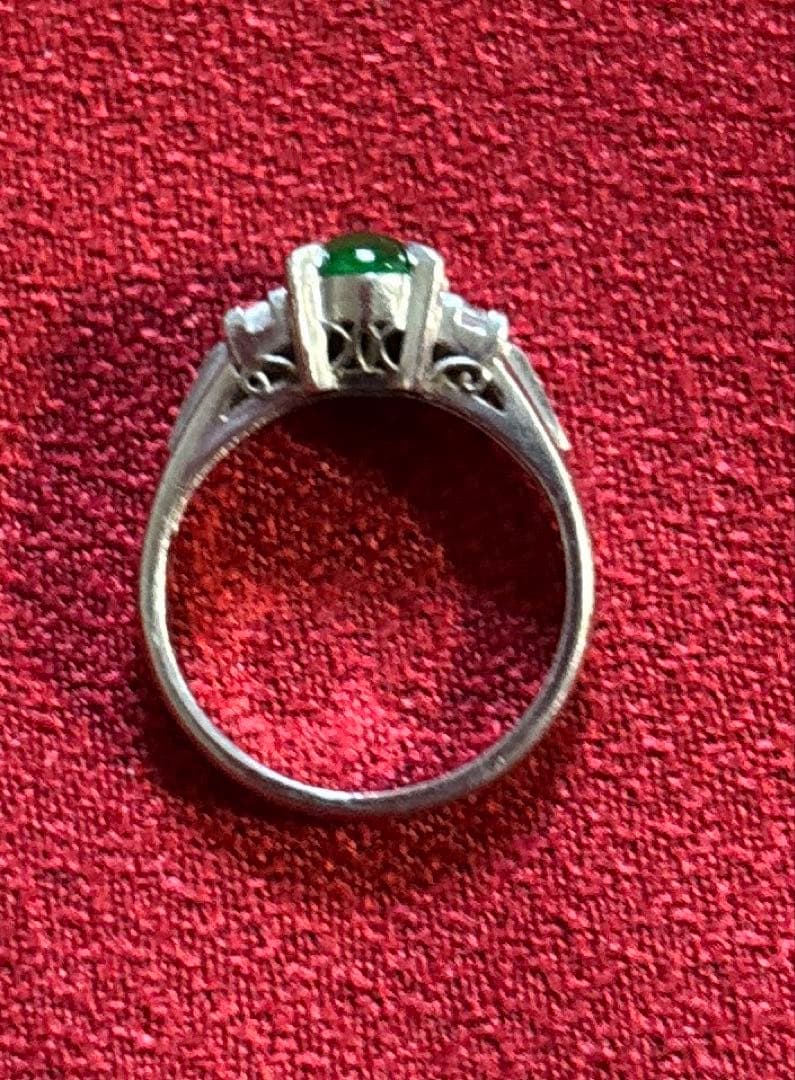 レディース　指輪　ヒスイ　プラチナ　ダイヤモンド　昭和レトロ