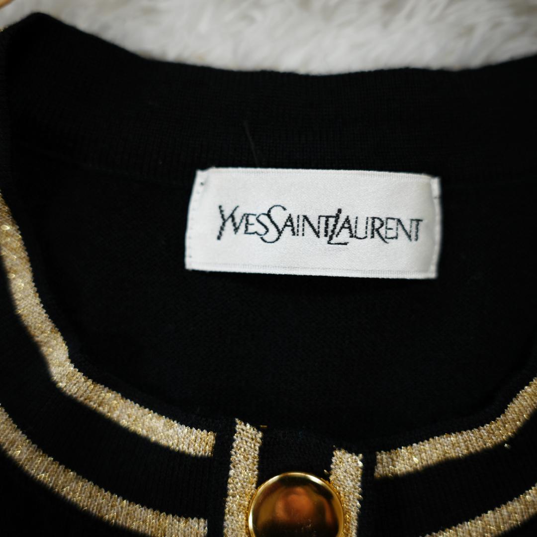 【美品】イヴサンローラン　金ボタンウールカーディガン　Mサイズ　ブラック