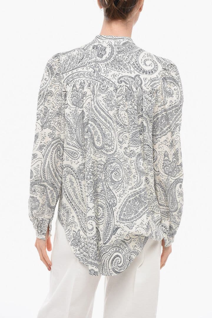 ETRO ペイズリー柄 バルーンスリーブシャツ ボウタイ