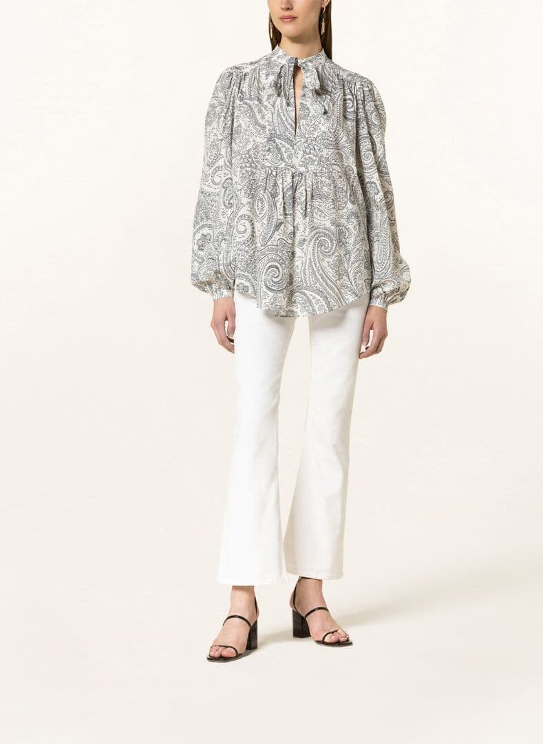 ETRO ペイズリー柄 バルーンスリーブシャツ ボウタイ