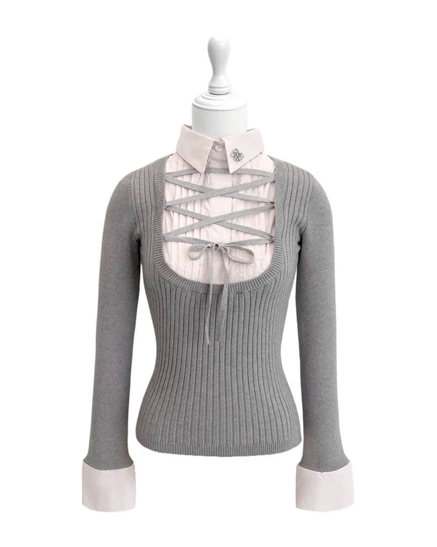 HONEYMEW　レースアップドッキングトップス　ハニーミュウ　グレー