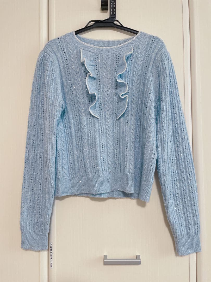 未使用品【LOULOU WILLOUGHBY】フロントフリルラメプルオーバー