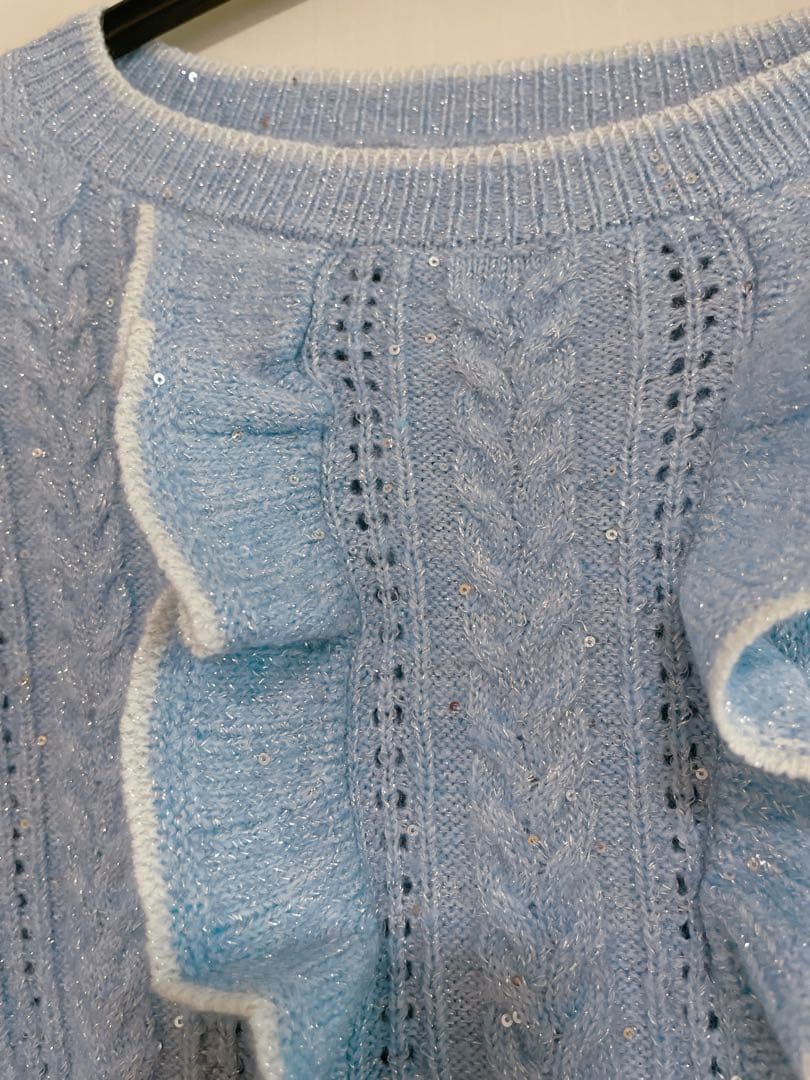 未使用品【LOULOU WILLOUGHBY】フロントフリルラメプルオーバー