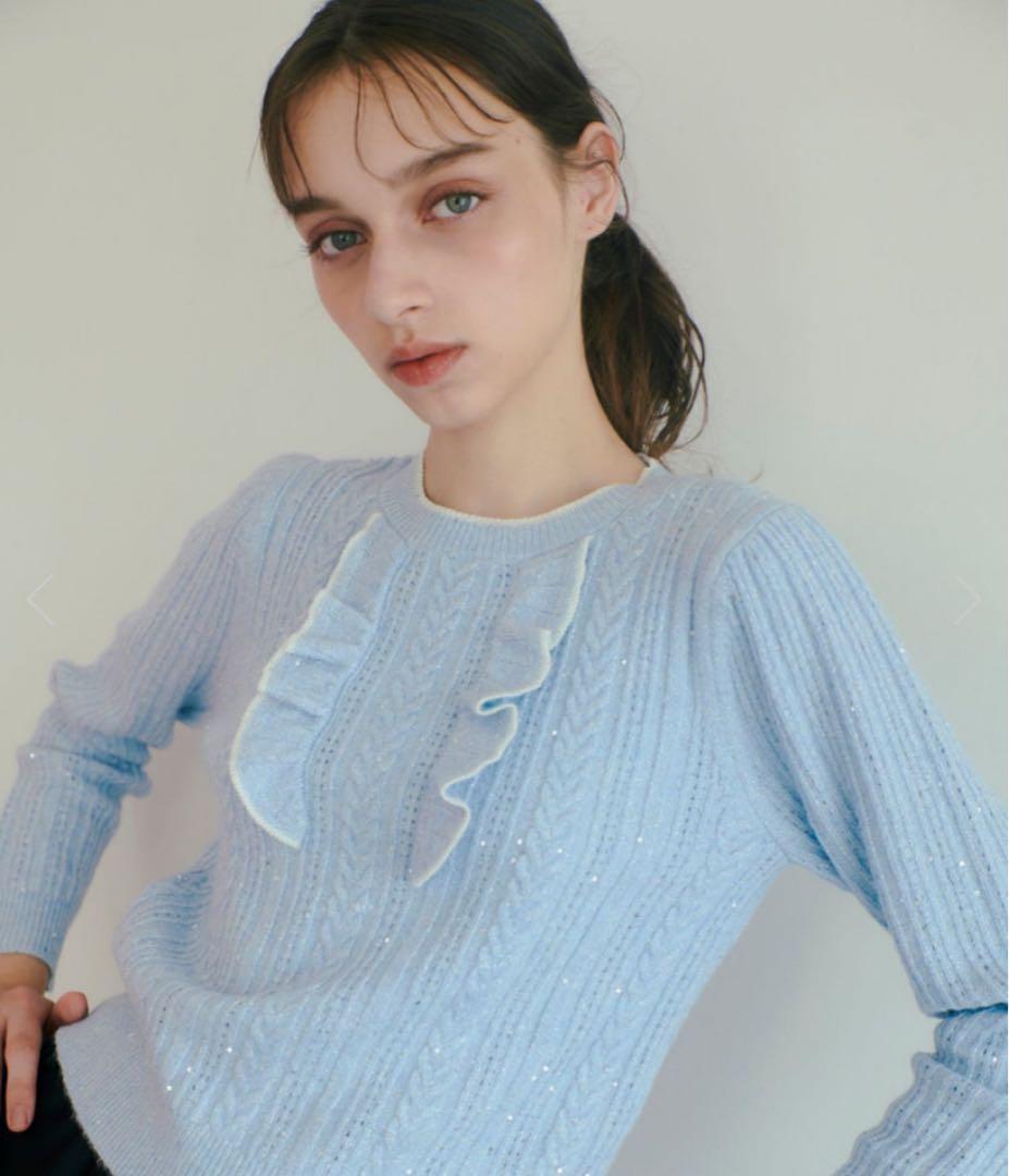 未使用品【LOULOU WILLOUGHBY】フロントフリルラメプルオーバー