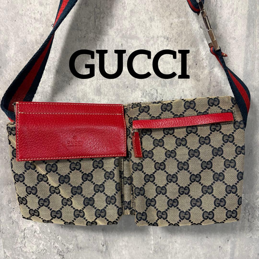【希少カラー】グッチ GUCCI GGキャンバス シェリーライン ボディーバッグ