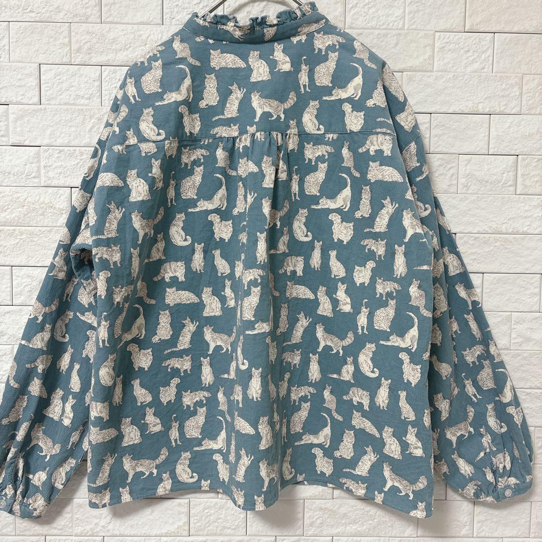 シャワーパーティ×リバティ　長袖シャツ 猫　ネコ　MEOW ミャオウ