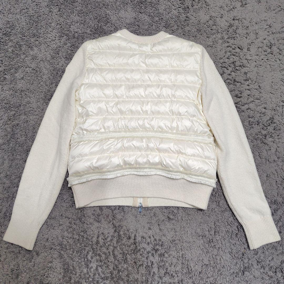 モンクレール カーディガン ニット ダウン レディース 白 アイボリー S