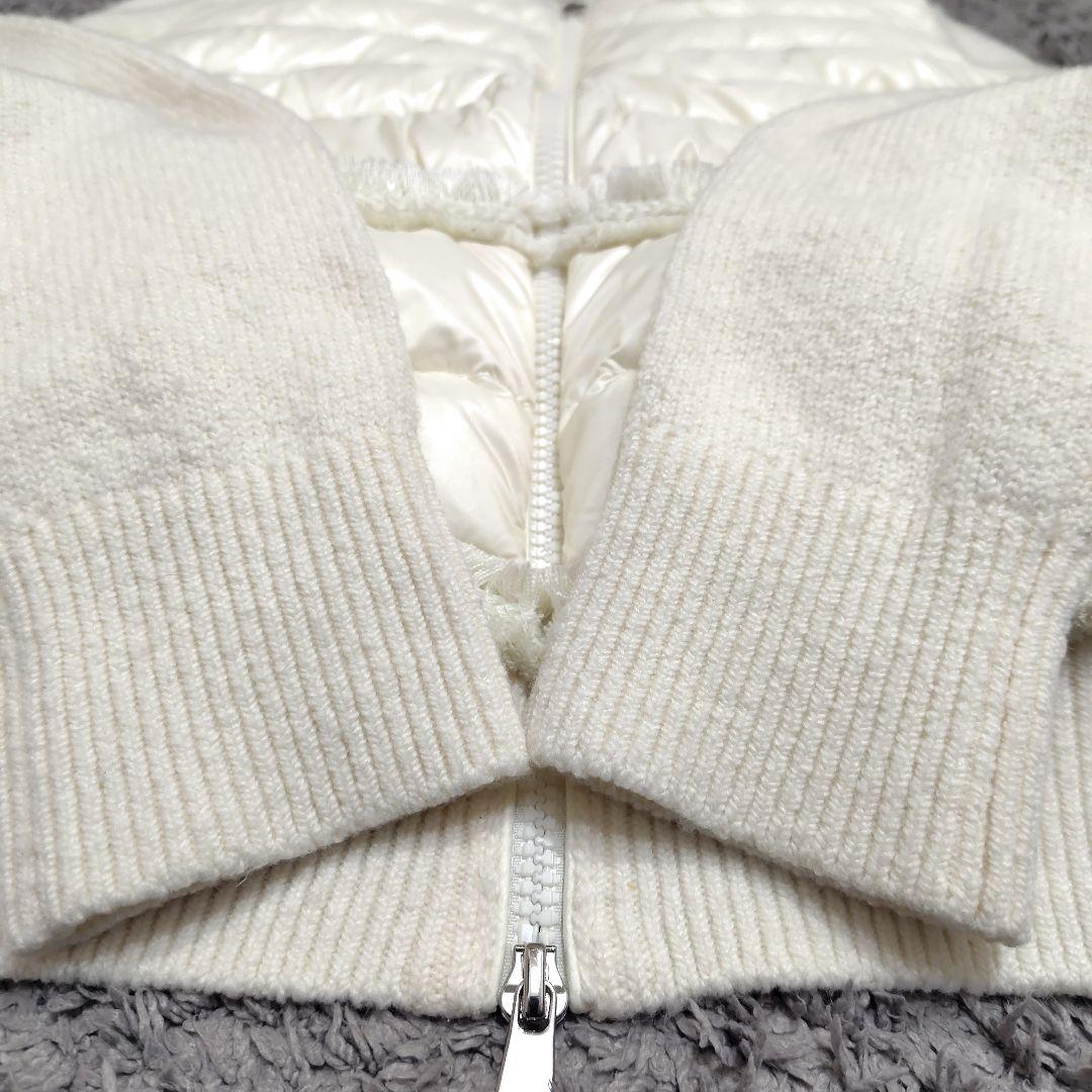 モンクレール カーディガン ニット ダウン レディース 白 アイボリー S