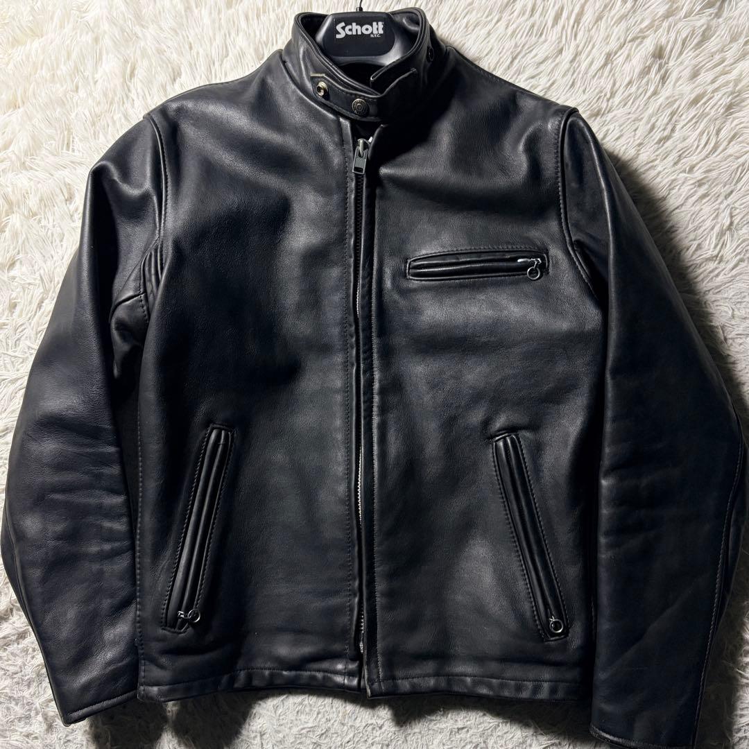 【米国製】schott ライダースジャケット 641 本革　ブラック 36