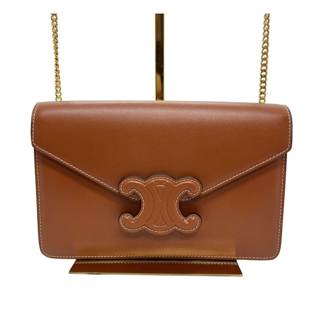 ✨極美品✨セリーヌ マーゴチェーンウォレット トリオンフ レザー ブラウン