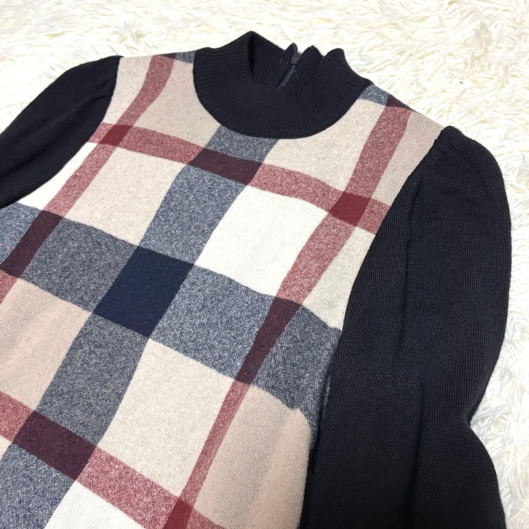 ブルーレーベルクレストブリッジ⭐️チェックフラノワンピース⭐️長袖ワンピース⭐️38