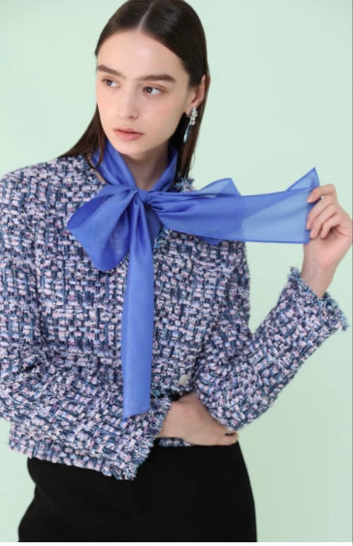 アナイ　シアーオーガンジーボウタイブラウス　ブルー 38 完売色　定価29700