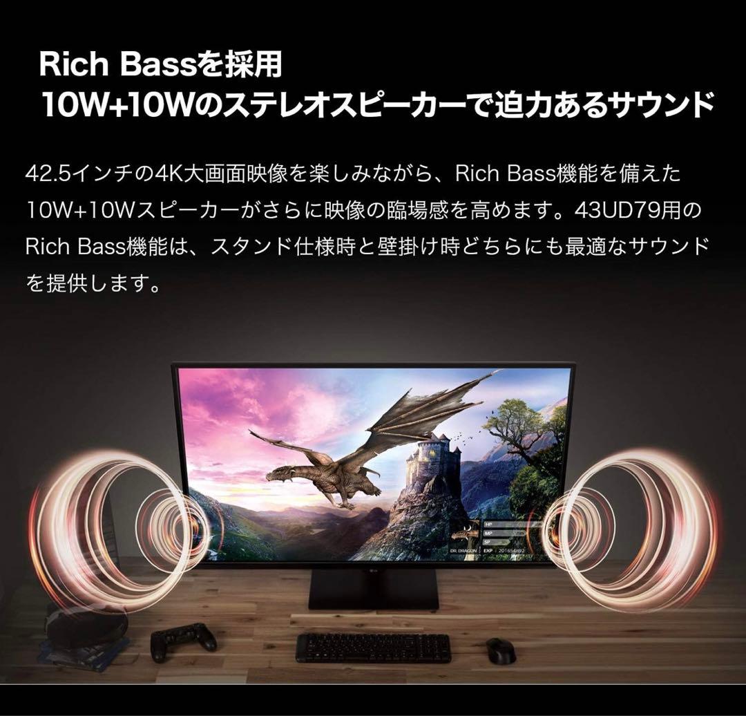 LG 大型42.5インチ 4K IPSモニター 43UD79-B