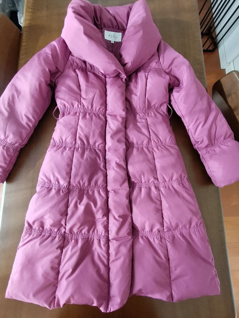 PECA ペカ Aラインコート ロングダウンコート ピンク　ウエストりぼん
