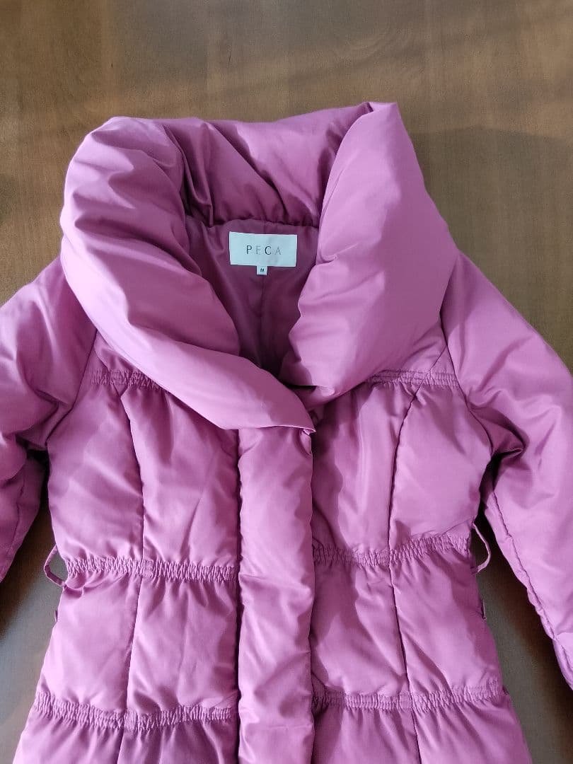 PECA ペカ Aラインコート ロングダウンコート ピンク　ウエストりぼん