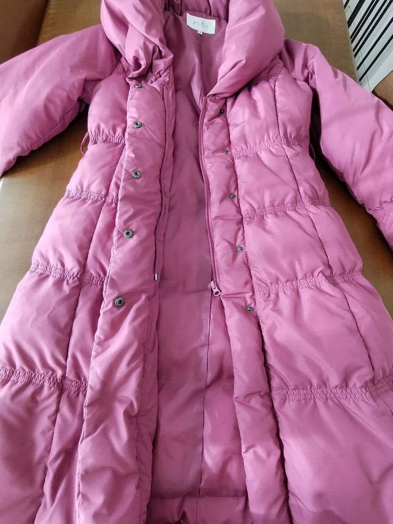 PECA ペカ Aラインコート ロングダウンコート ピンク　ウエストりぼん