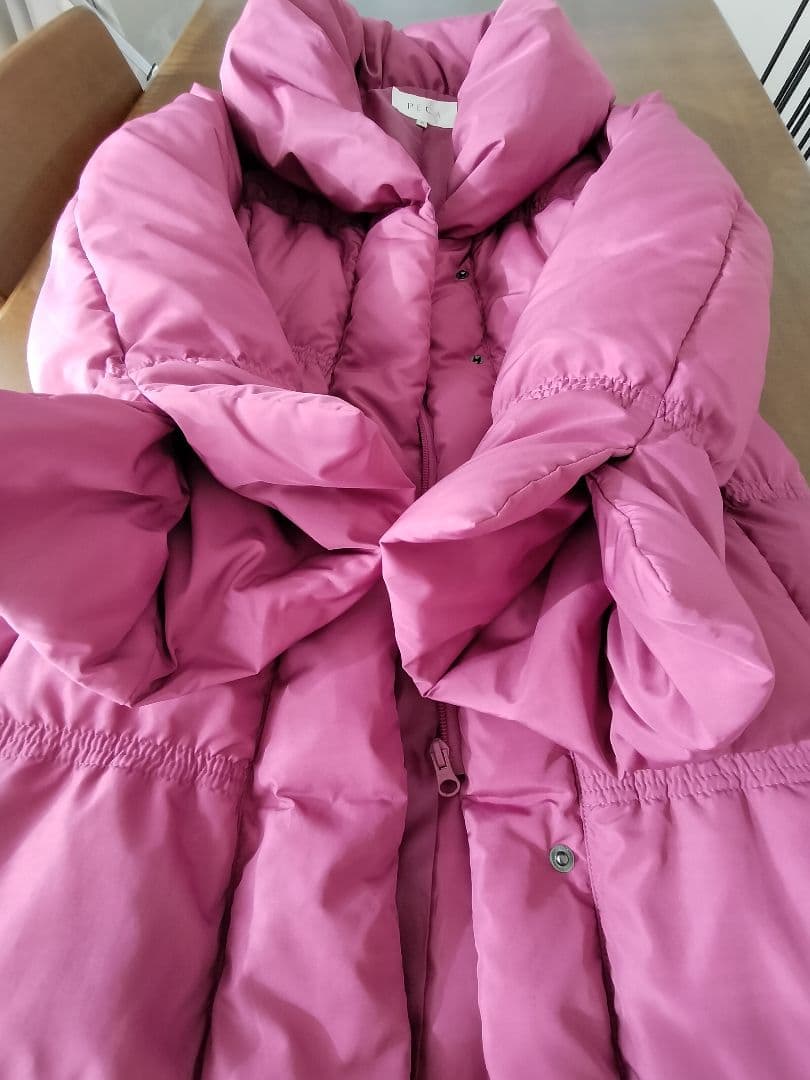 PECA ペカ Aラインコート ロングダウンコート ピンク　ウエストりぼん
