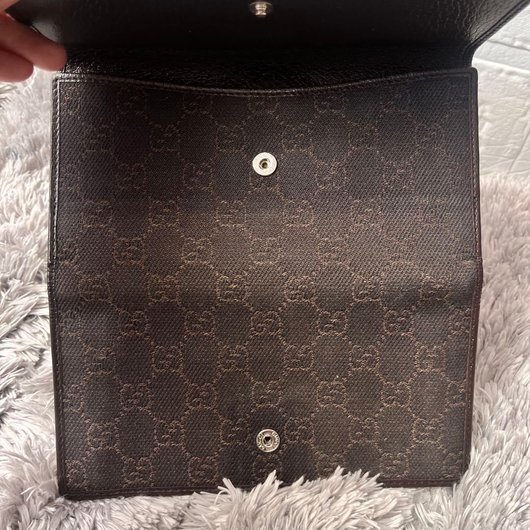 良品✨GUCCI コンチネンタル　長財布　GGキャンバス ダークブラウン