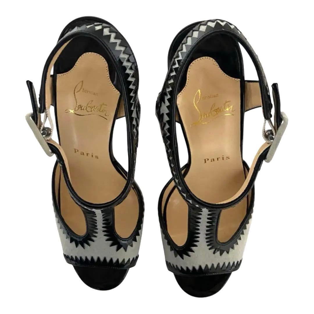 クリスチャンルブタン22.5　パンプス　レザースエードハイヒール　レッドソール