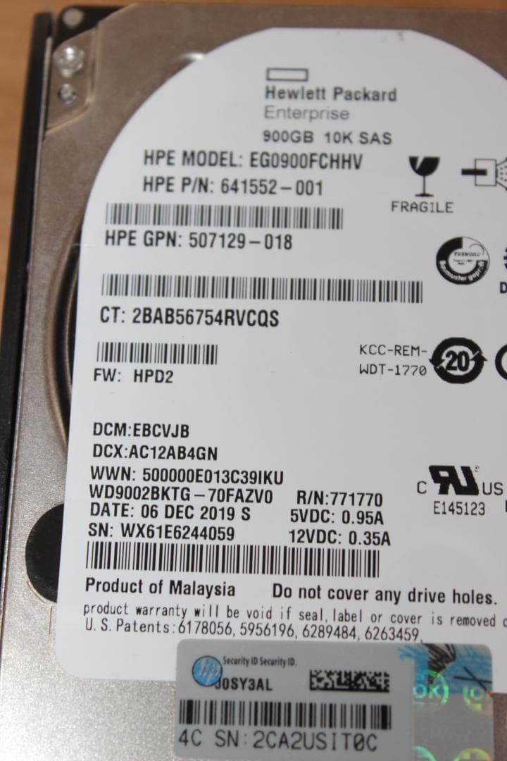 【中古品】HP サーバー ヒューレット EG0900FCHHV 900GB