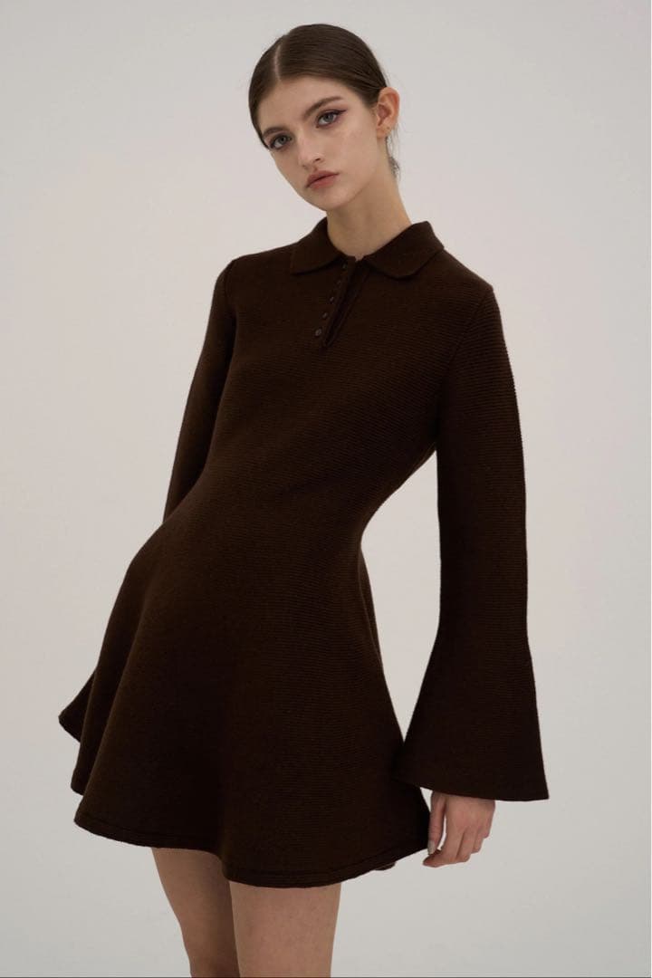 【新品】 THE TOE Reims Flare Onepiece ブラウン