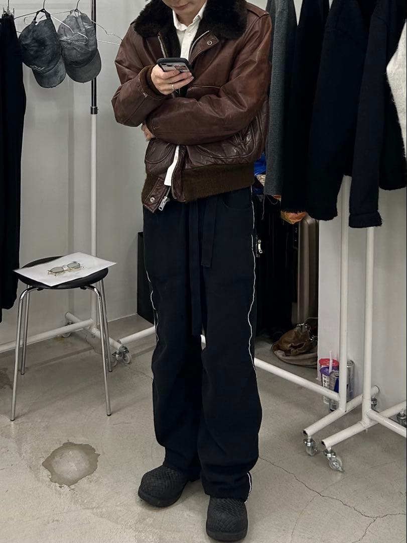 ジャケット・アウター leather bomber jacket