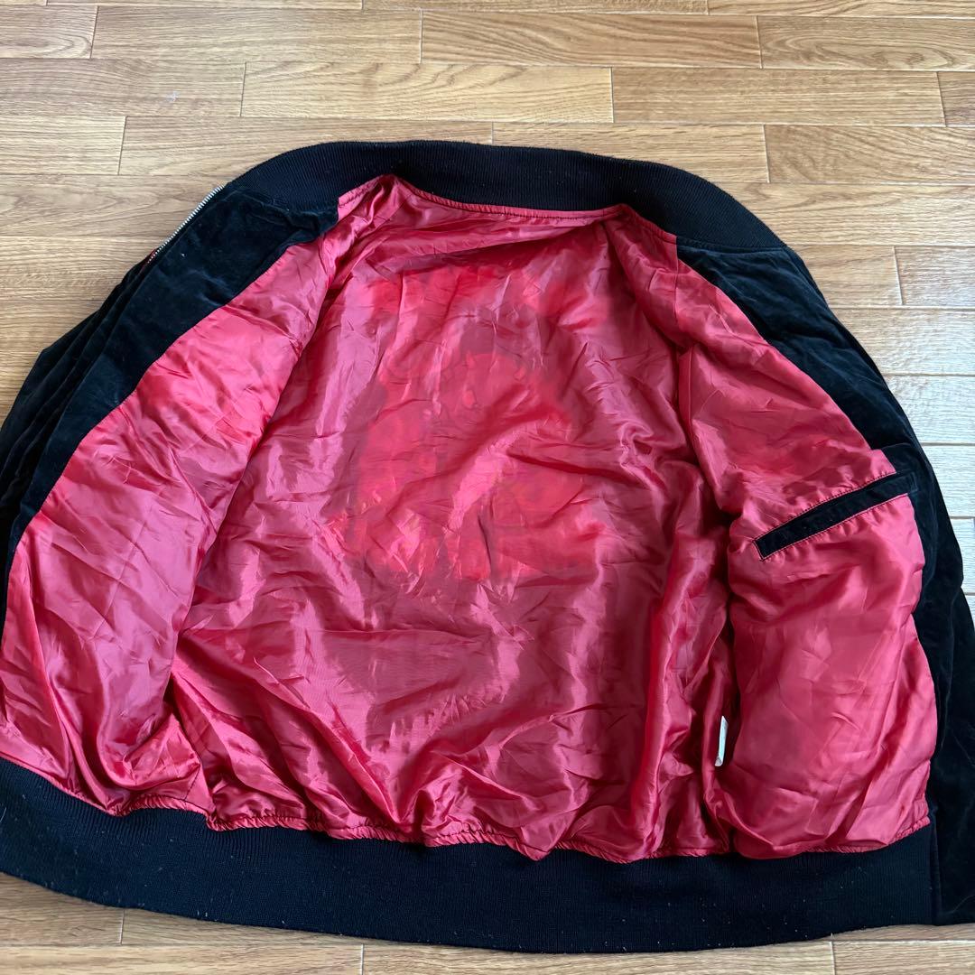 GREAT RED HOT スカジャン 別珍 刺繍 フレイム ファイヤー ベロア