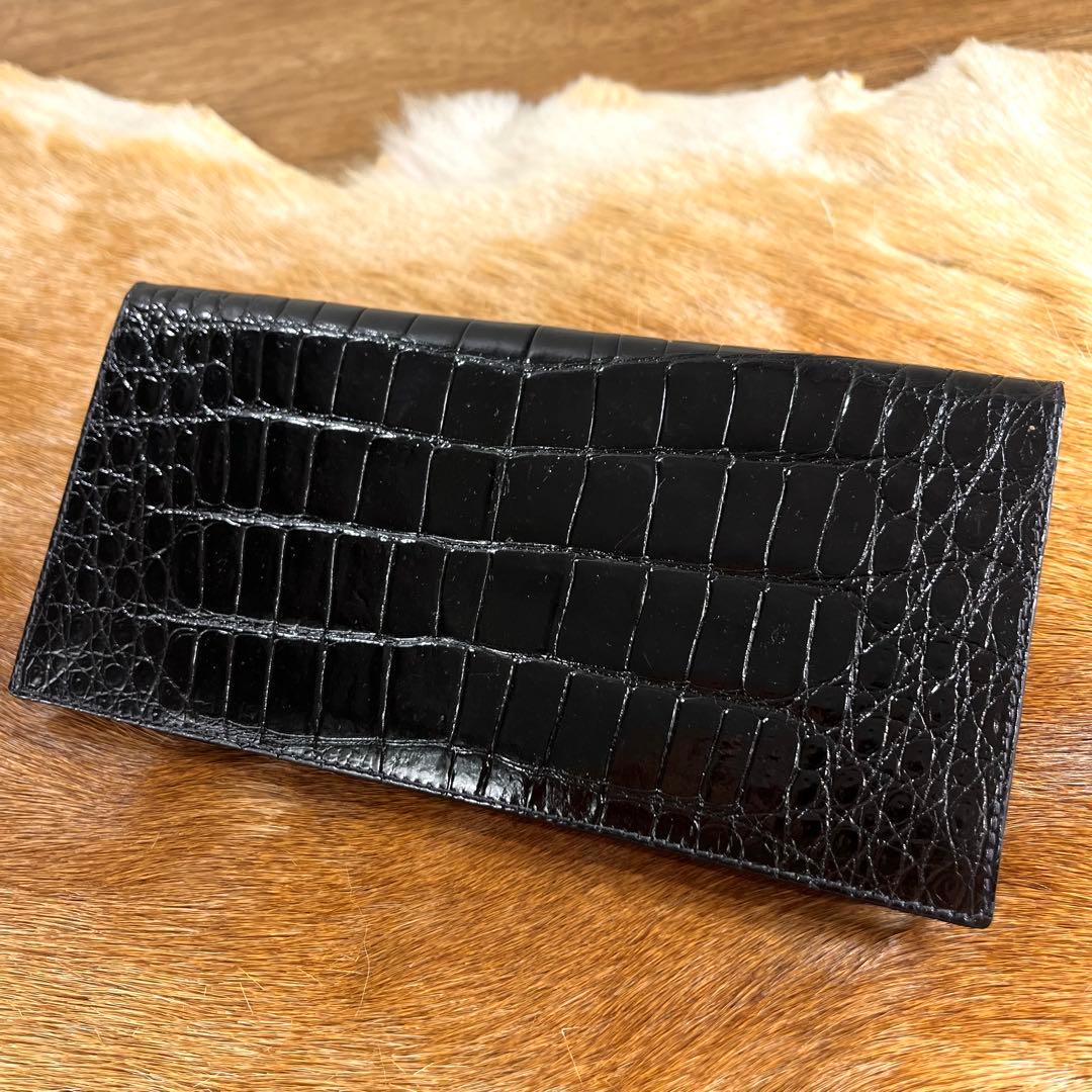 新品同様 定15万 ザリアーニ 最高峰 クロコダイル ポロサス 長財布 札入れ