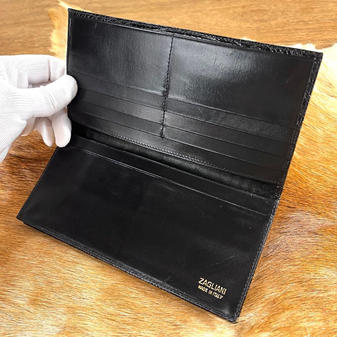 新品同様 定15万 ザリアーニ 最高峰 クロコダイル ポロサス 長財布 札入れ