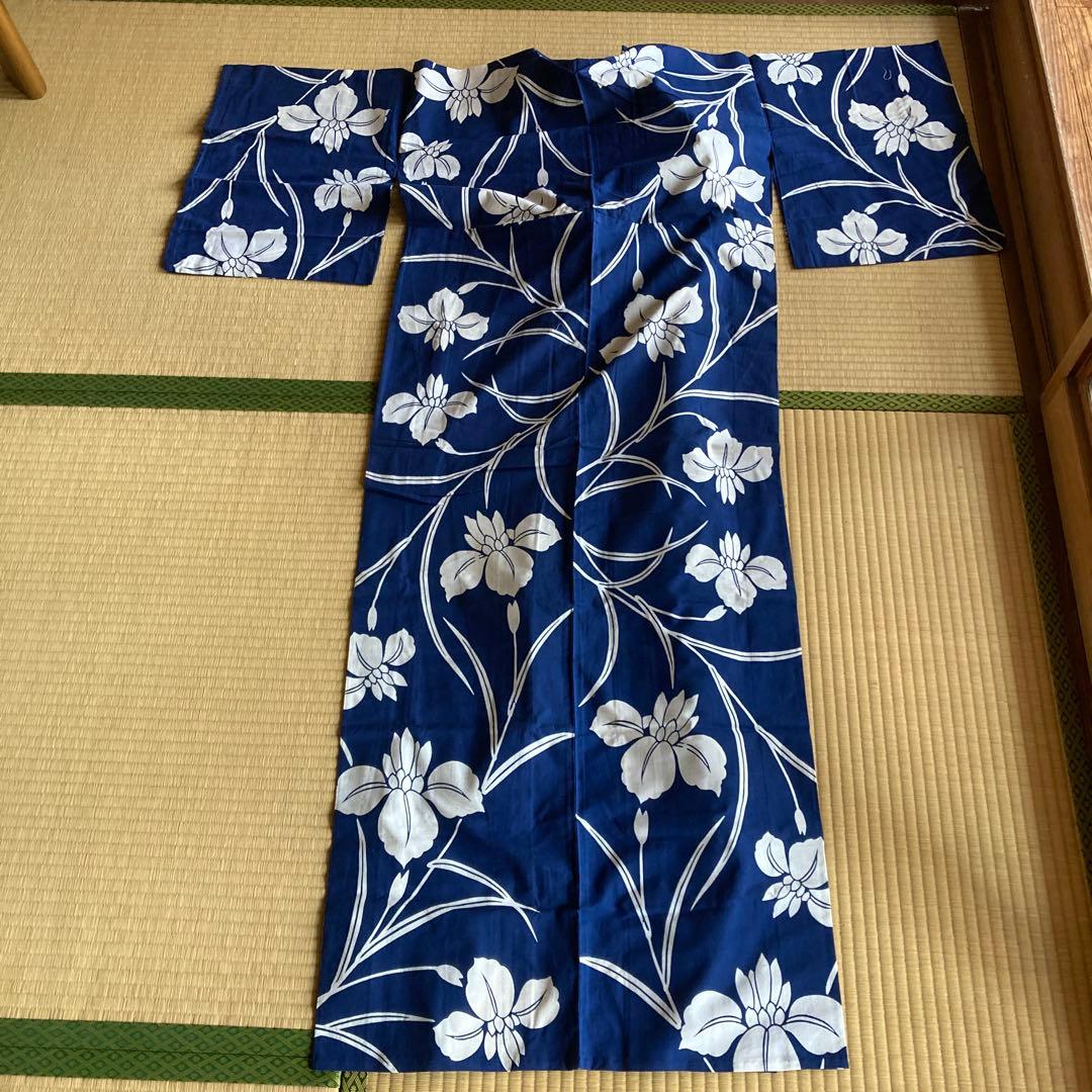 し*え様 未使用 笠仙 竺仙 浴衣 藍染 身丈163cm 綿100%