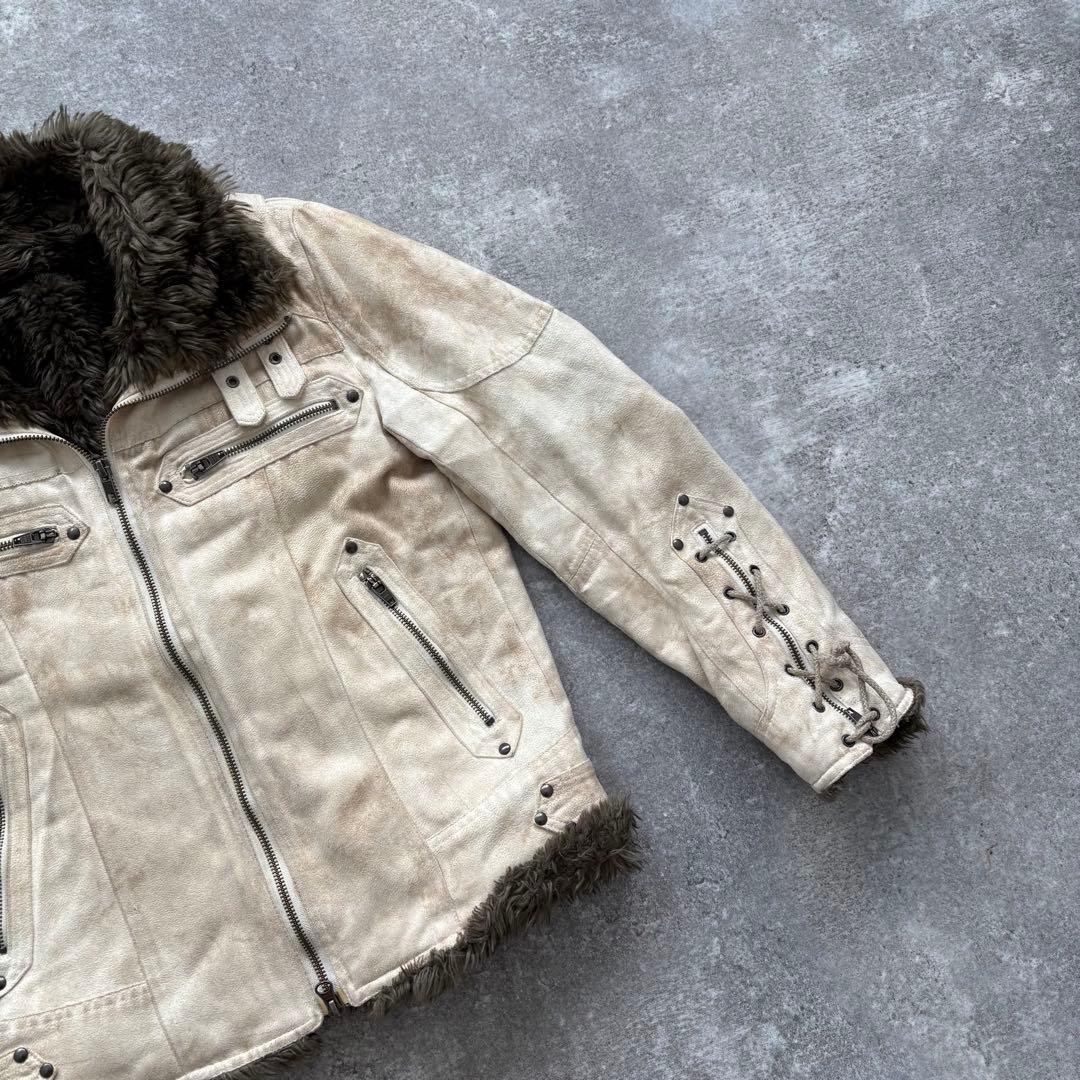 【SCHLUSSEL】 シュリセル フェイクレザー ボアライダースジャケット