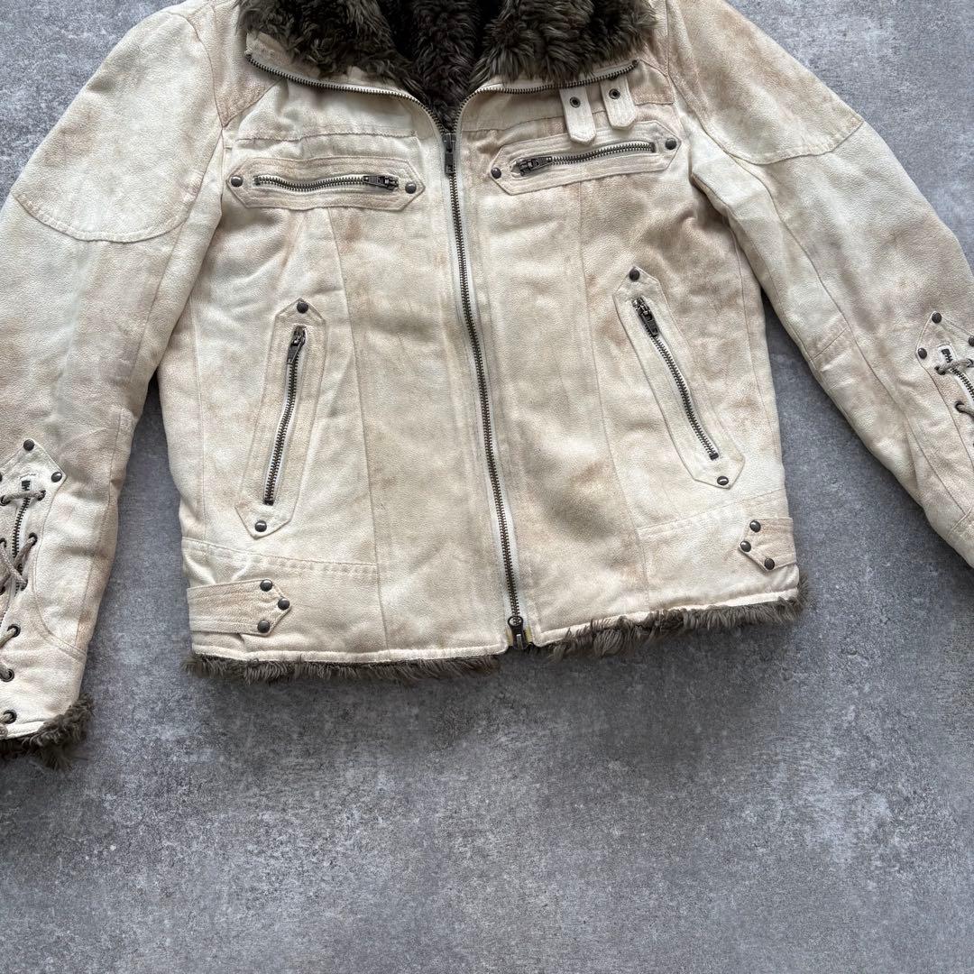 【SCHLUSSEL】 シュリセル フェイクレザー ボアライダースジャケット