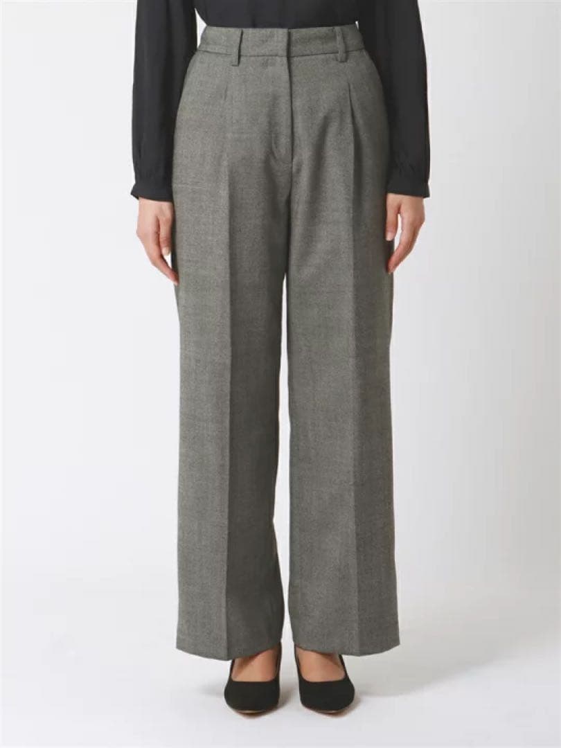 [未使用]スーツスクエア　ノーカラー　洗える　ストレッチ　パンツセットアップ　L