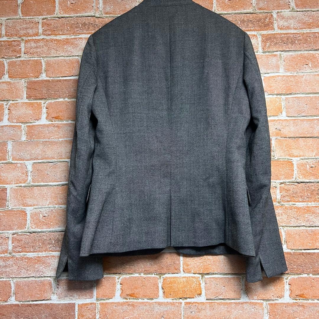 [未使用]スーツスクエア　ノーカラー　洗える　ストレッチ　パンツセットアップ　L