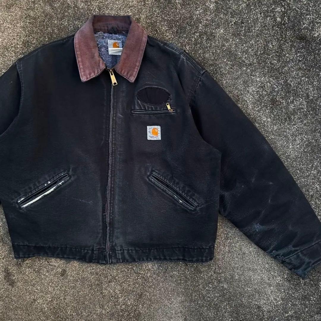美フェード Carhartt ブラック デトロイト 単丈 ショート丈 ハチノス