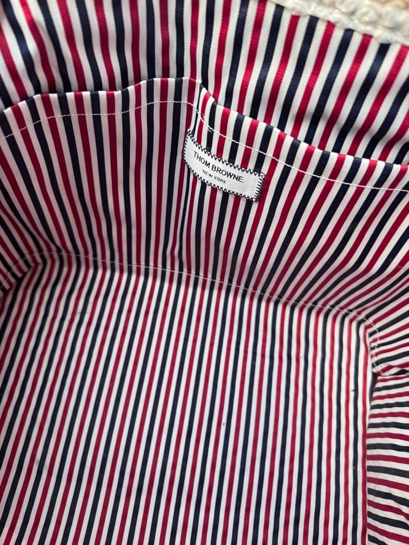 ホワイト トートバッグ 赤紺ストラップ