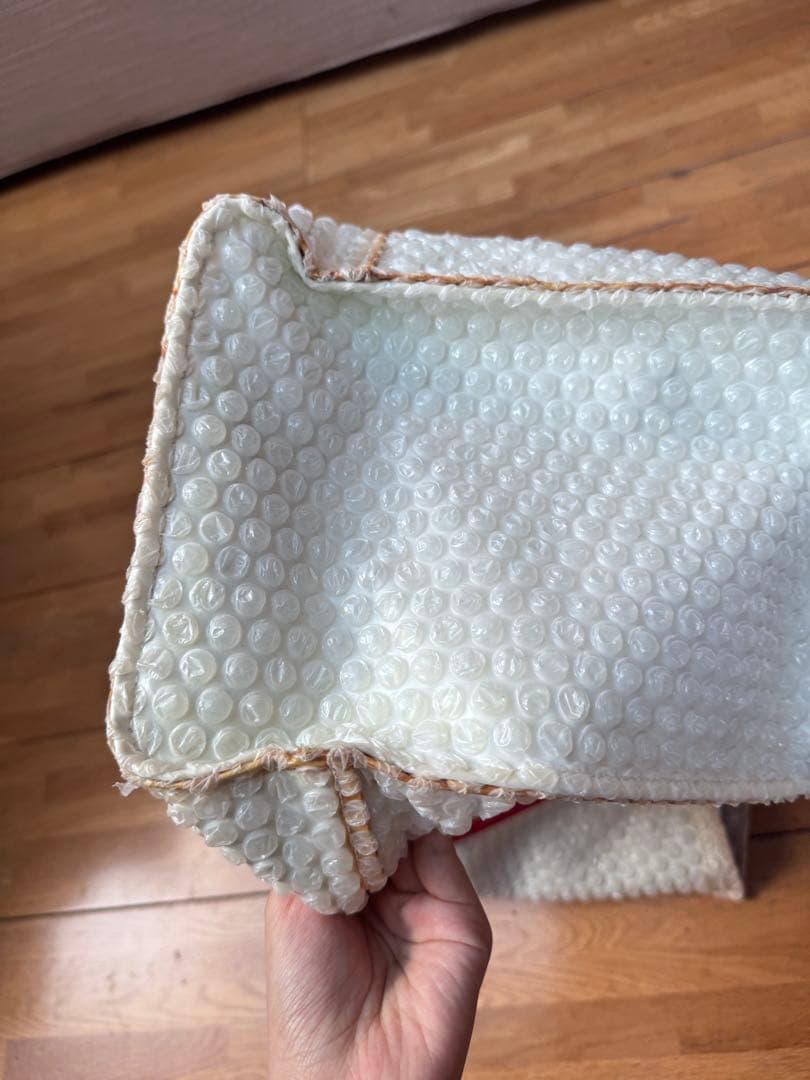 ホワイト トートバッグ 赤紺ストラップ