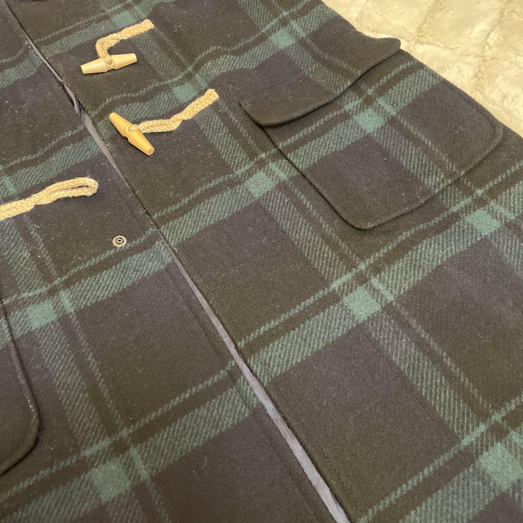 BEAMS BOY. ネイビー系チェック ダッフルコート　ロング