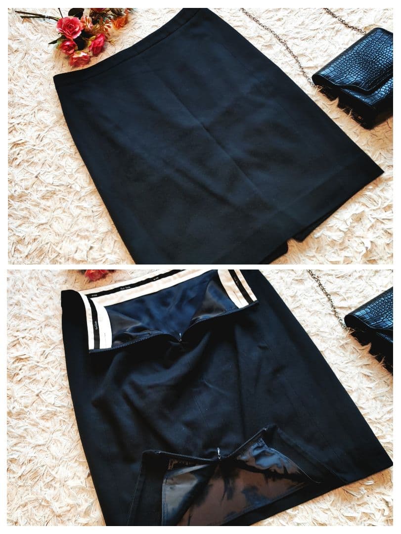 ポールスミス セットアップ スーツ スリムパンツ スカート 黒 花柄 40