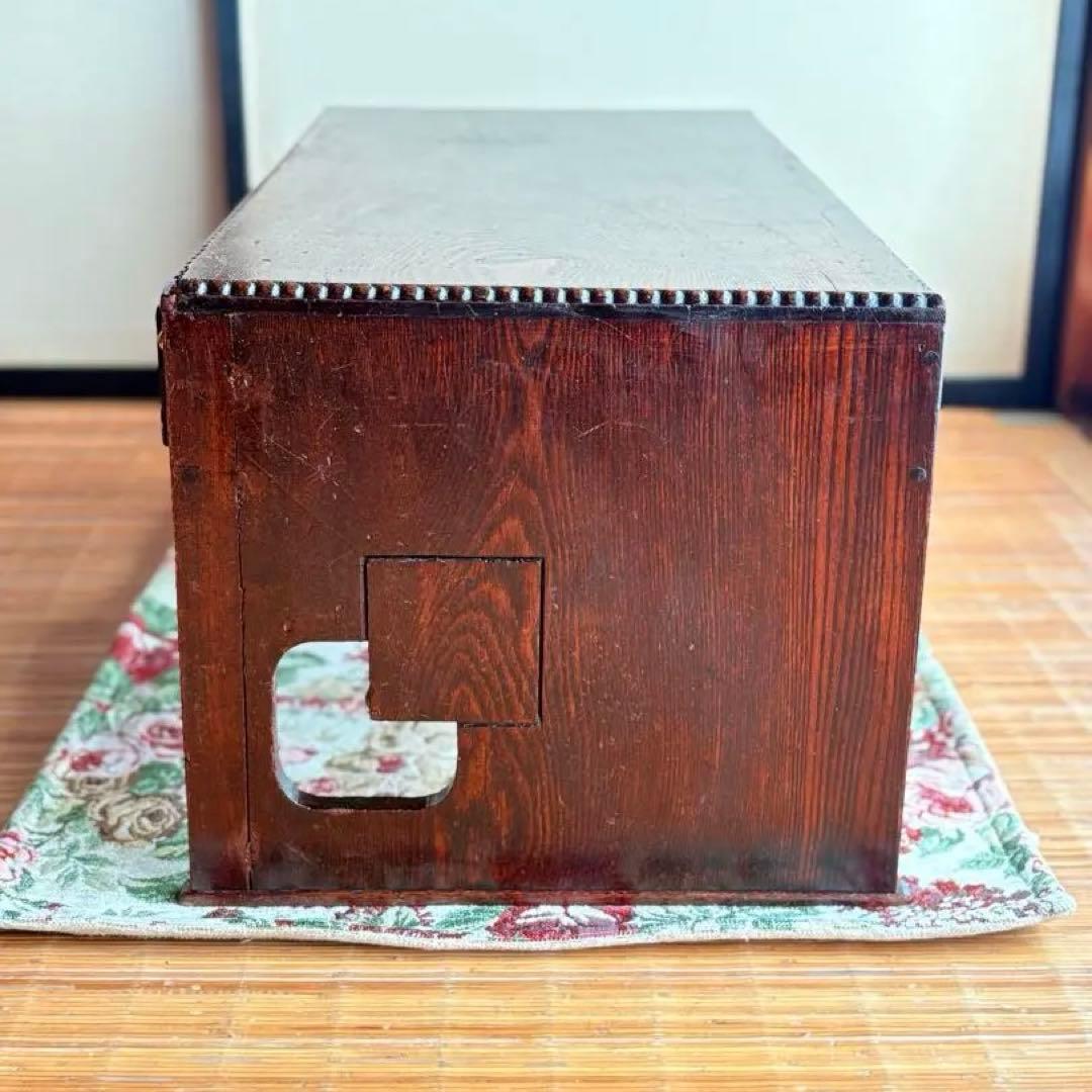 【 古物 】和風 木製 座卓 真鍮 取っ手 引き出し