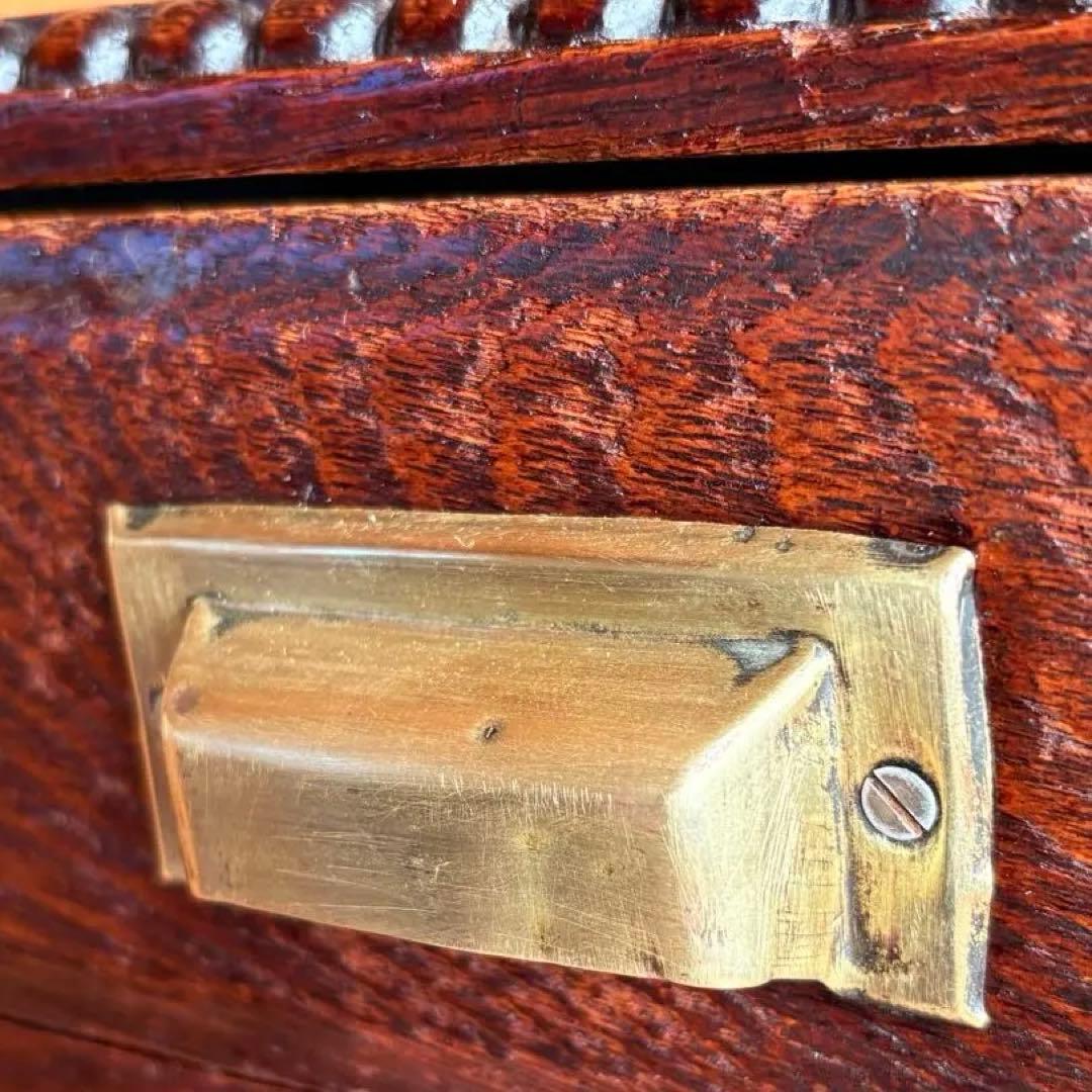 【 古物 】和風 木製 座卓 真鍮 取っ手 引き出し