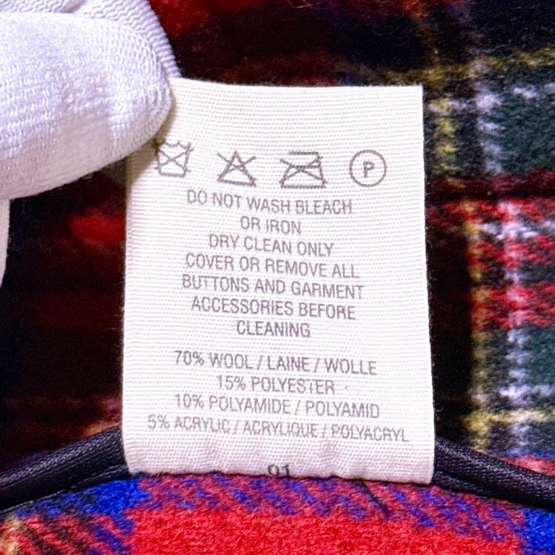 現行タグ【未使用】ロンドントラディション ダッフルコート ロング チェック 紺