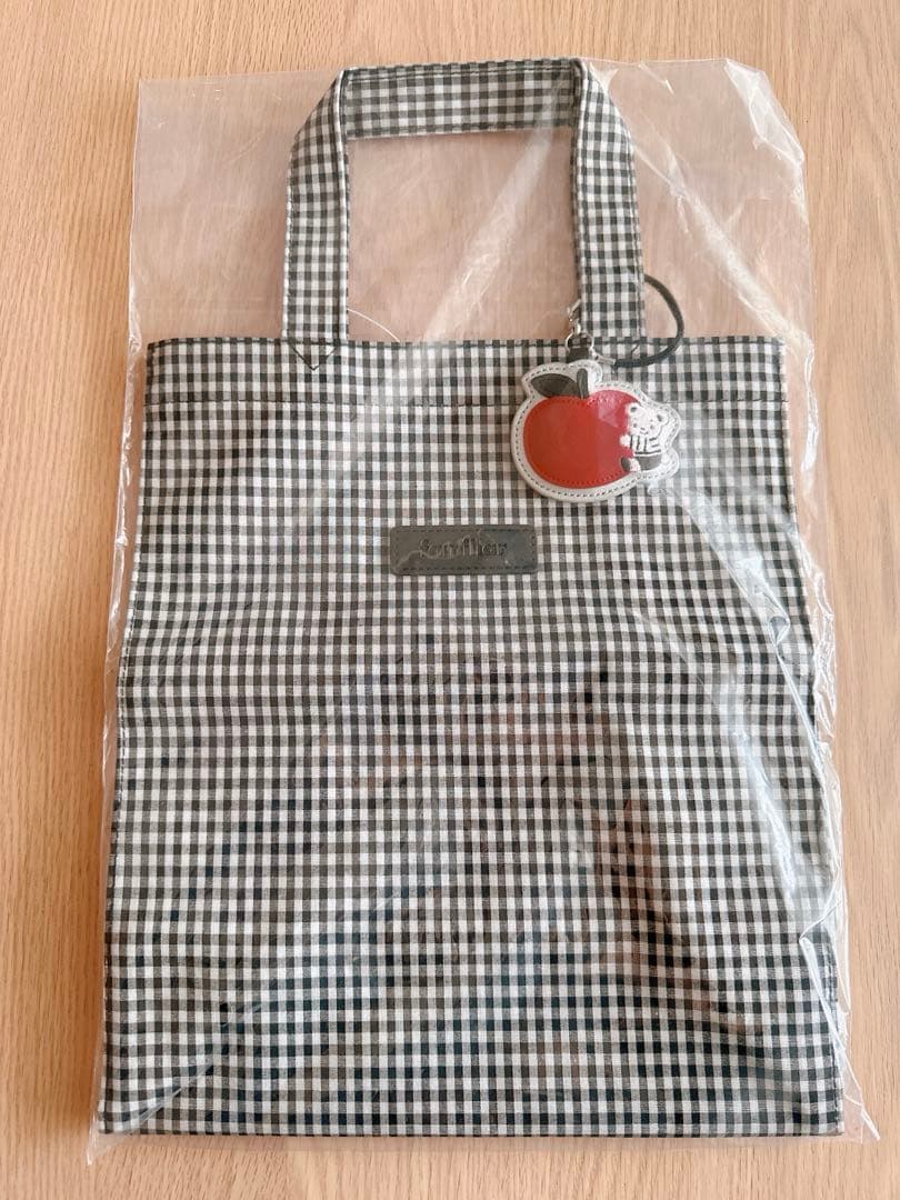 新品未開封　familiar ギンガムチェック　モノクロ　トートバッグ